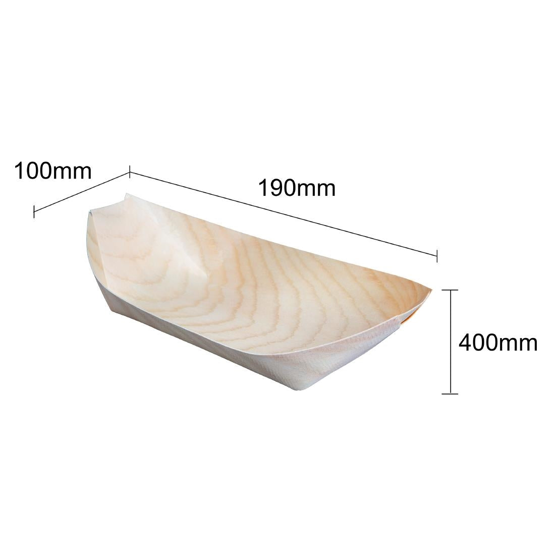 Fiesta Compostable Wooden Sushi Boats Medium 190mm (100 Pack)