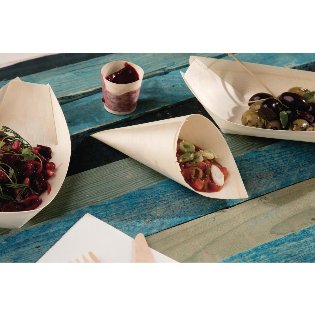 Fiesta Compostable Wooden Canape Cones 75mm (100 Pack)