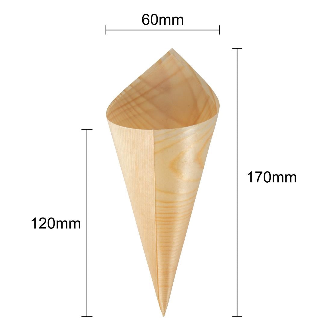 Fiesta Compostable Wooden Canape Cones 75mm (100 Pack)