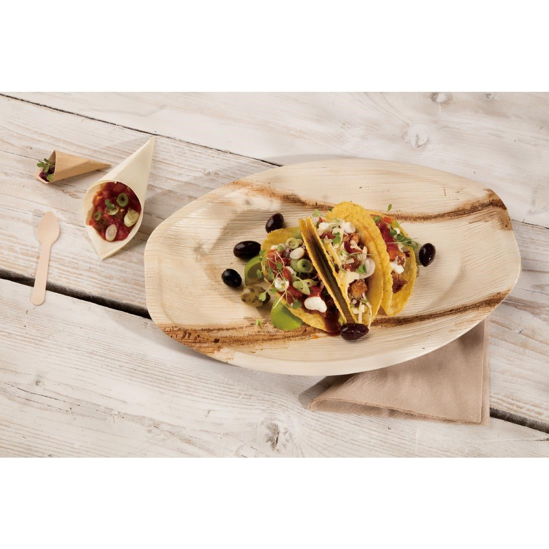 Fiesta Compostable Wooden Canape Cones 75mm (100 Pack)