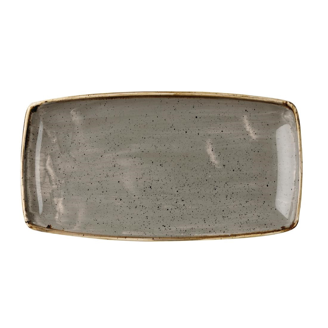 Churchill Stonecast Rectangular Plates Peppercorn Grey 350 x 185mm (6 Pack)