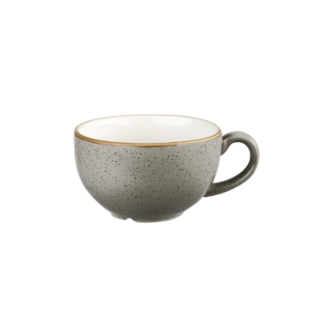Churchill Stonecast Round Cappuccino Cups Peppercorn Grey 12oz