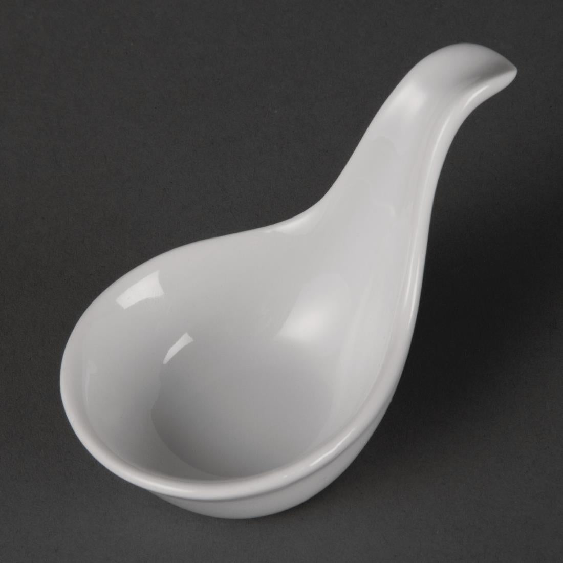 Olympia Whiteware Miniature Spoon Shape Dipping Bowls 60x95x55mm (12 Pack)