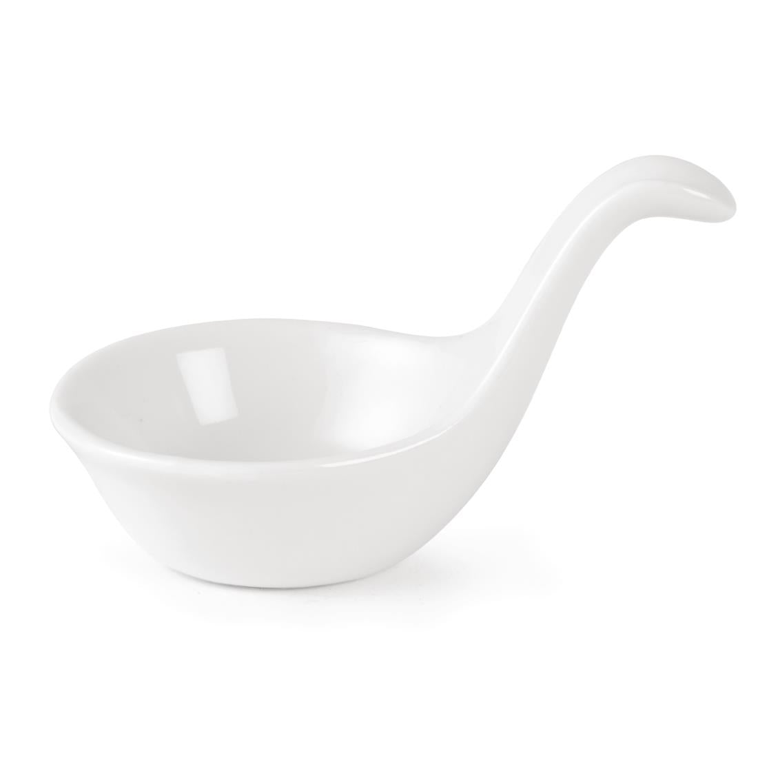 Olympia Whiteware Miniature Spoon Shape Dipping Bowls 60x95x55mm (12 Pack)