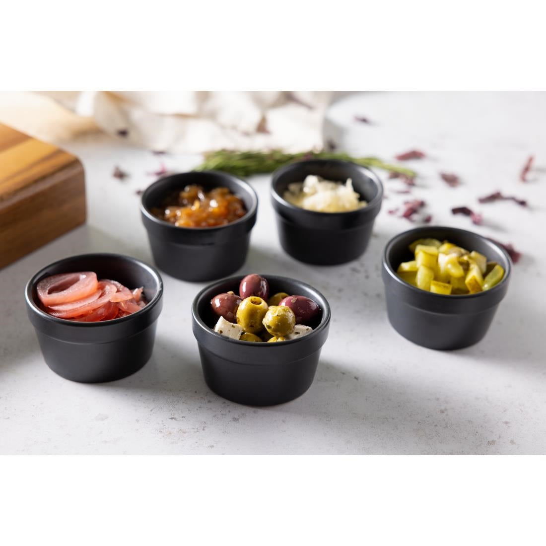 Olympia Mediterranean Ramekins Black 77mm (6 Pack)