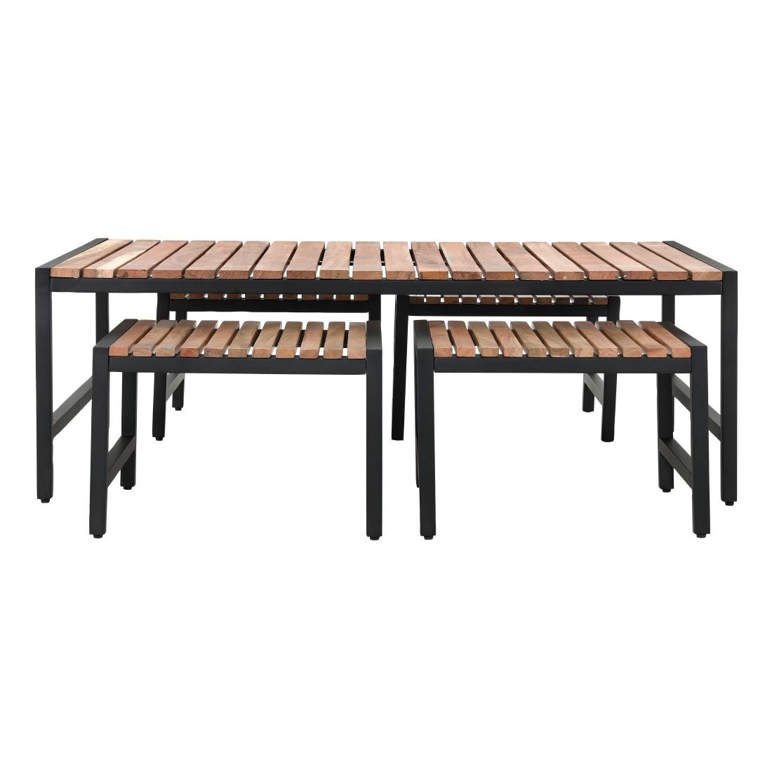 Bolero Steel and Acacia Low Coffee Table 1200x800mm