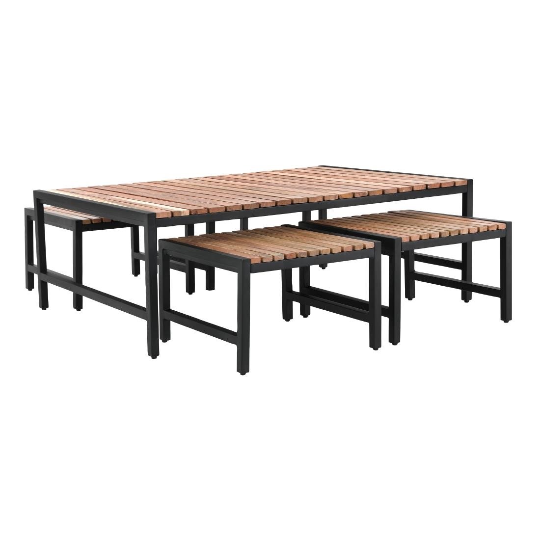 Bolero Steel and Acacia Low Coffee Table 1200x800mm