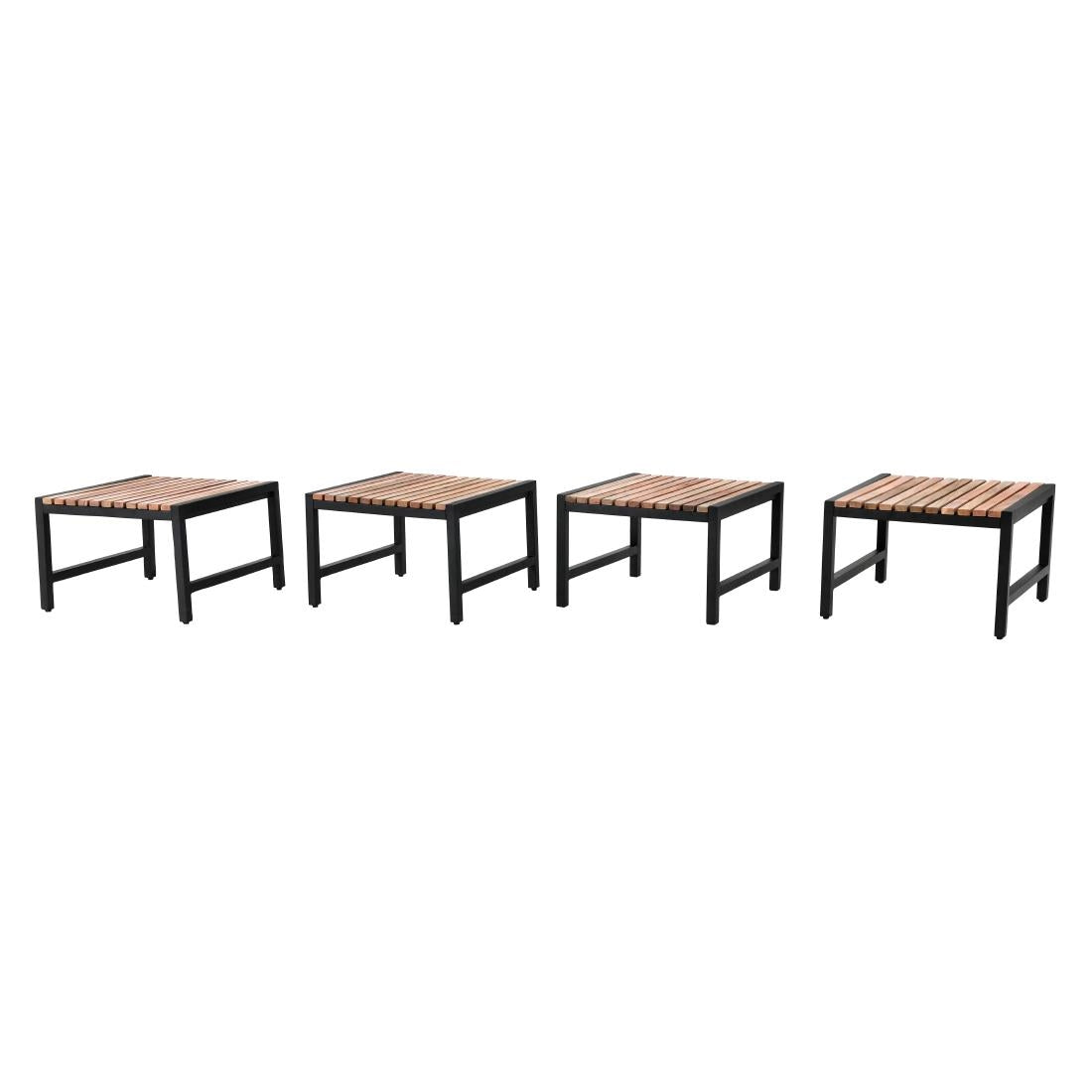 Bolero Steel and Acacia Low Bar Stools (4 Pack)