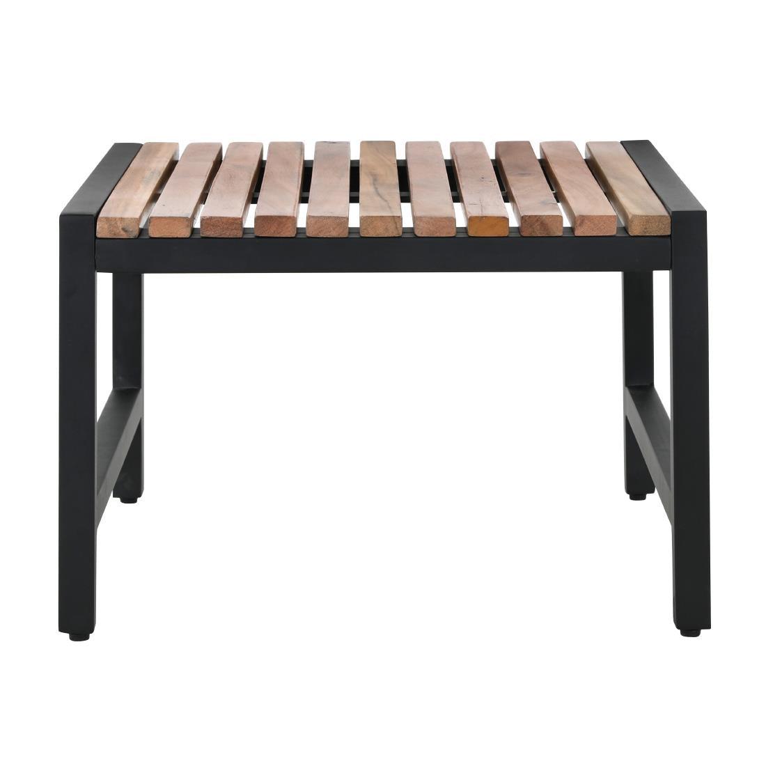 Bolero Steel and Acacia Low Bar Stools (4 Pack)