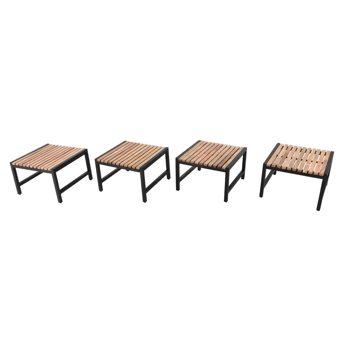 Bolero Steel and Acacia Low Bar Stools (4 Pack)