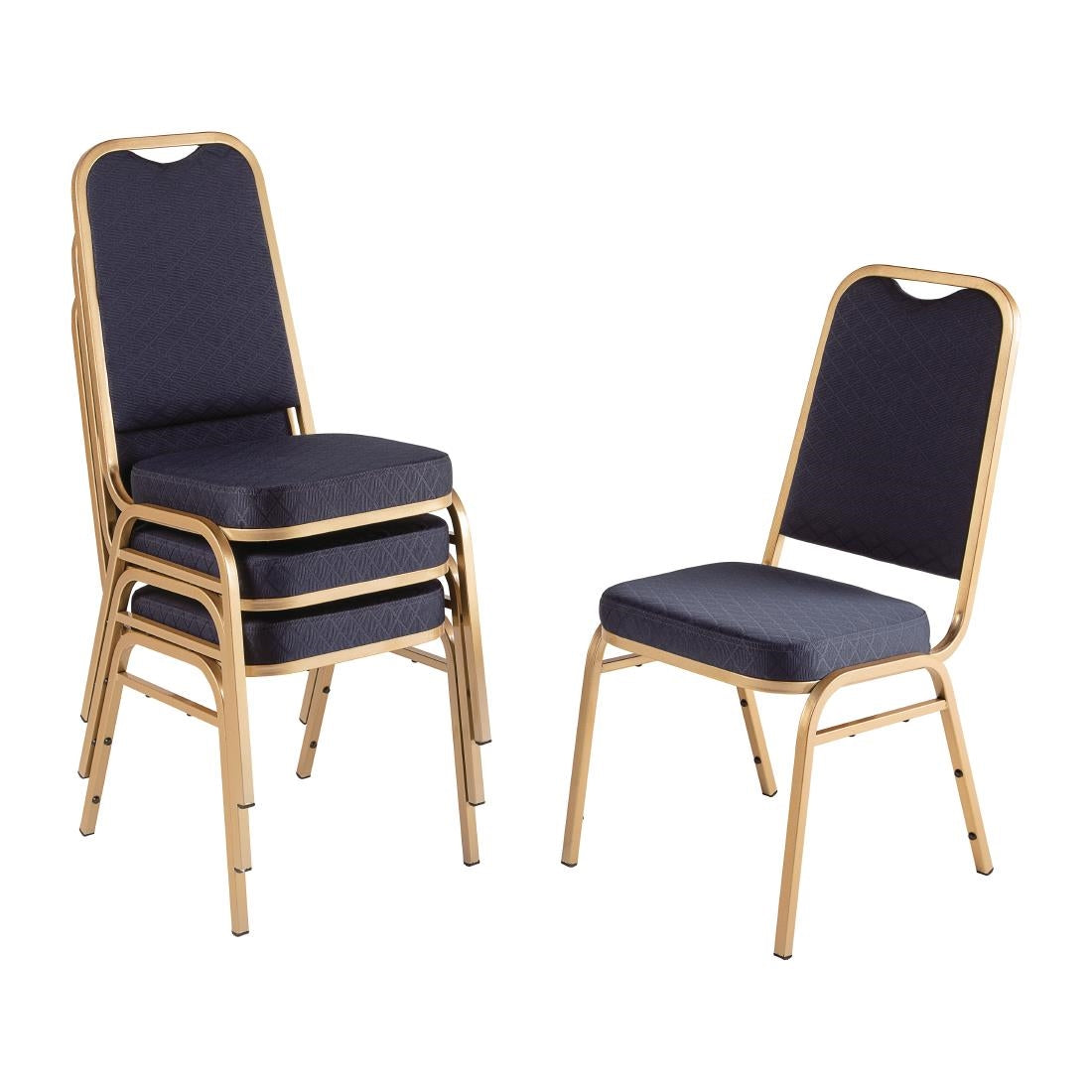Bolero Square Back Banquet Chairs Blue & Gold (4 Pack)