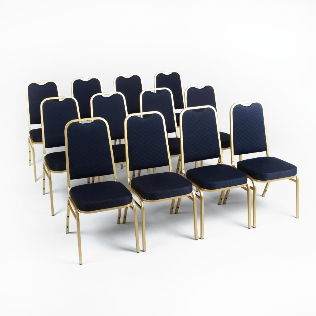 Bolero Square Back Banquet Chairs Blue & Gold (4 Pack)