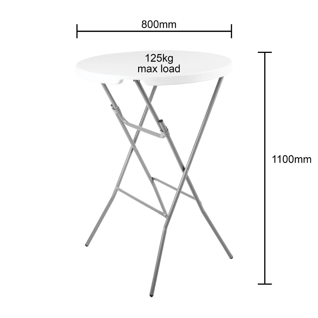 Bolero Round Poseur Folding Table White 800mm
