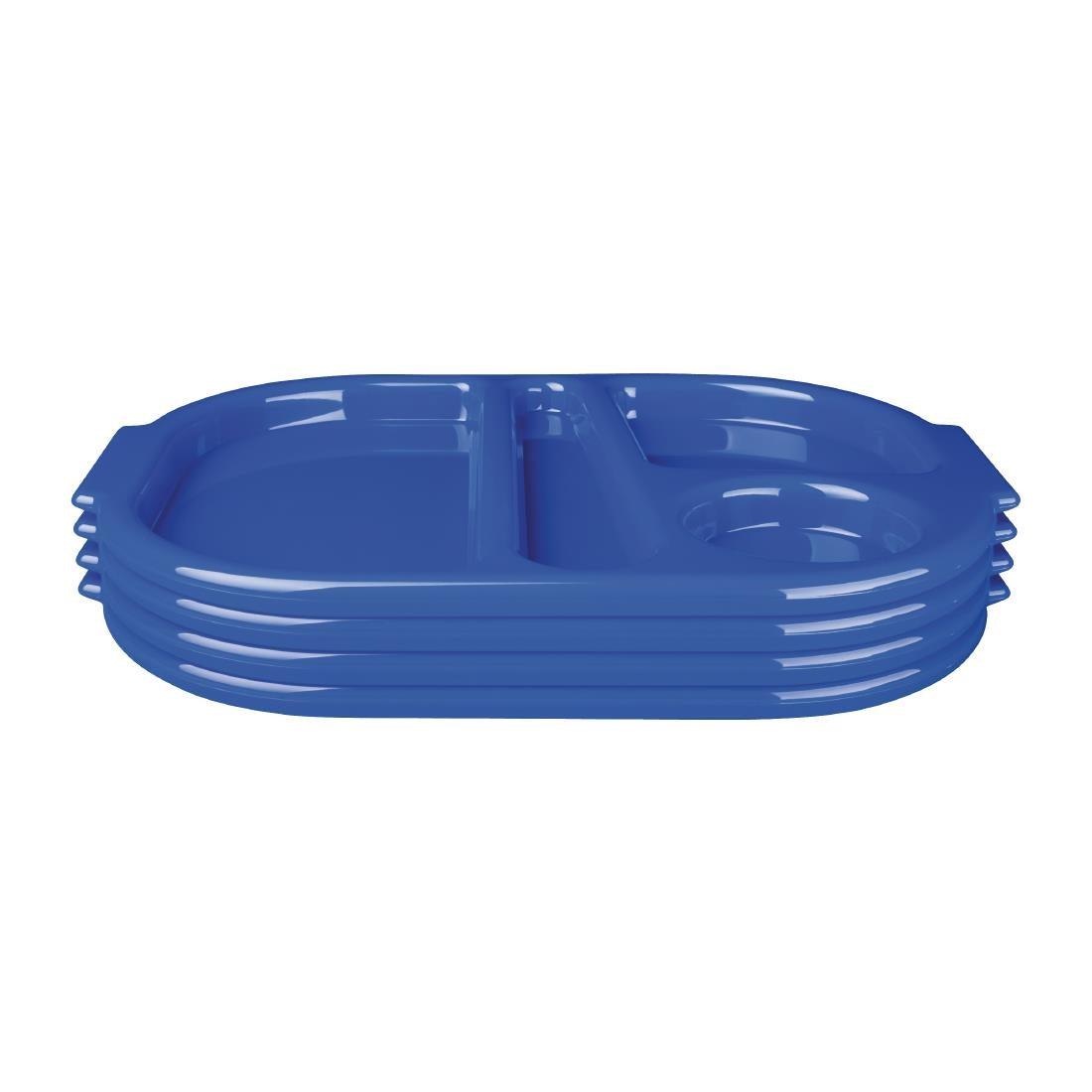 Olympia Kristallon Large Polypropylene Compartment Food Trays Blue 374mm