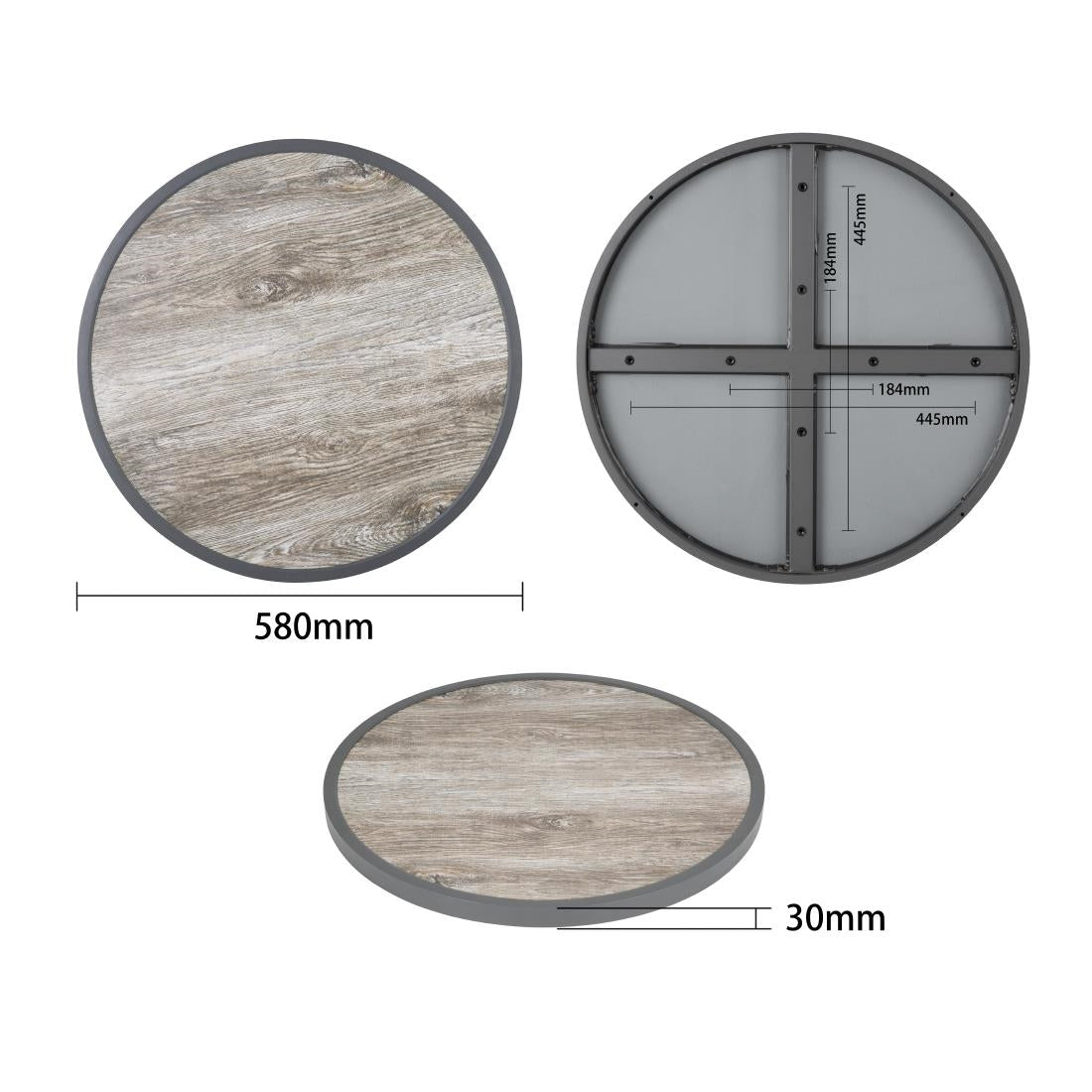 Bolero Fibre Glass Round Table Top Wood Effect 580mm
