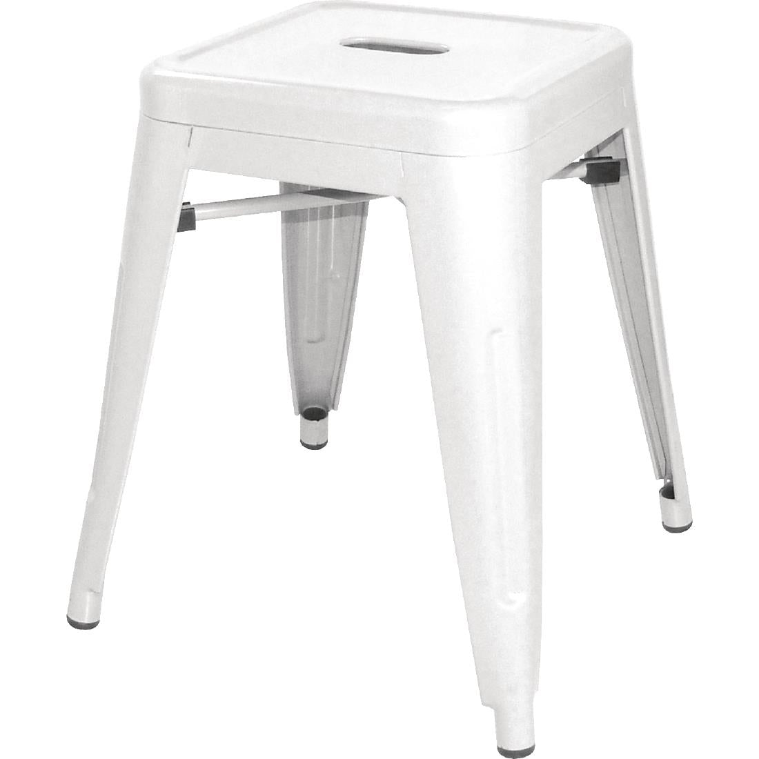Bolero Bistro Steel Low Stool White (4 Pack)