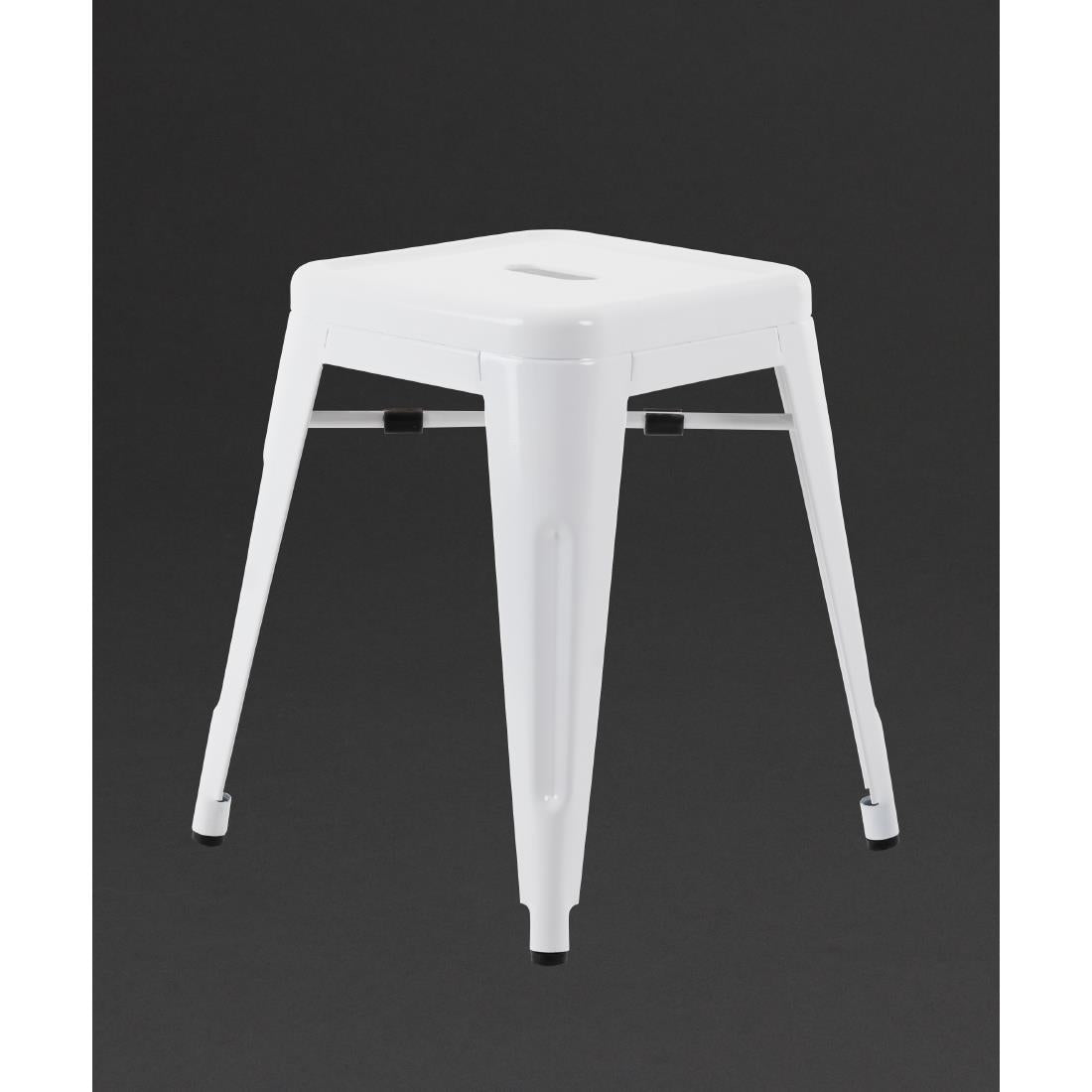 Bolero Bistro Steel Low Stools White (4 Pack)