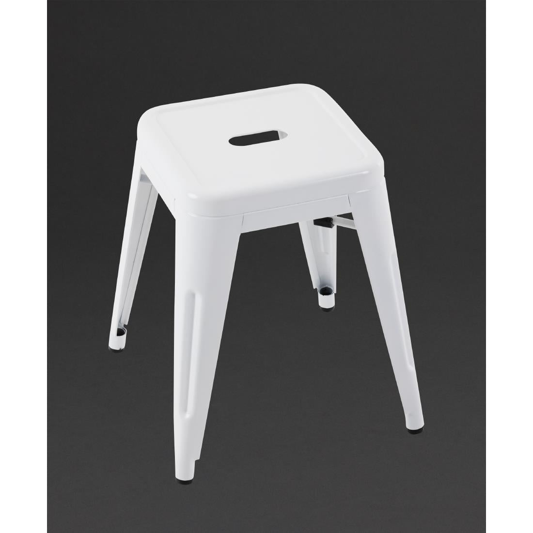 Bolero Bistro Steel Low Stools White (4 Pack)