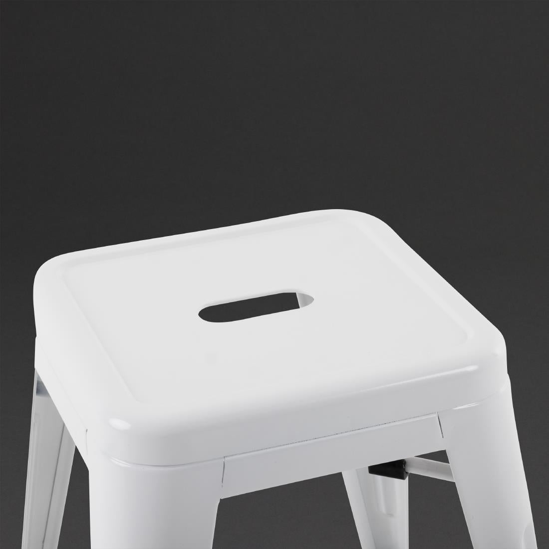 Bolero Bistro Steel Low Stools White (4 Pack)