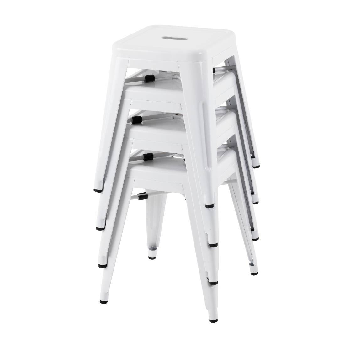 Bolero Bistro Steel Low Stools White (4 Pack)