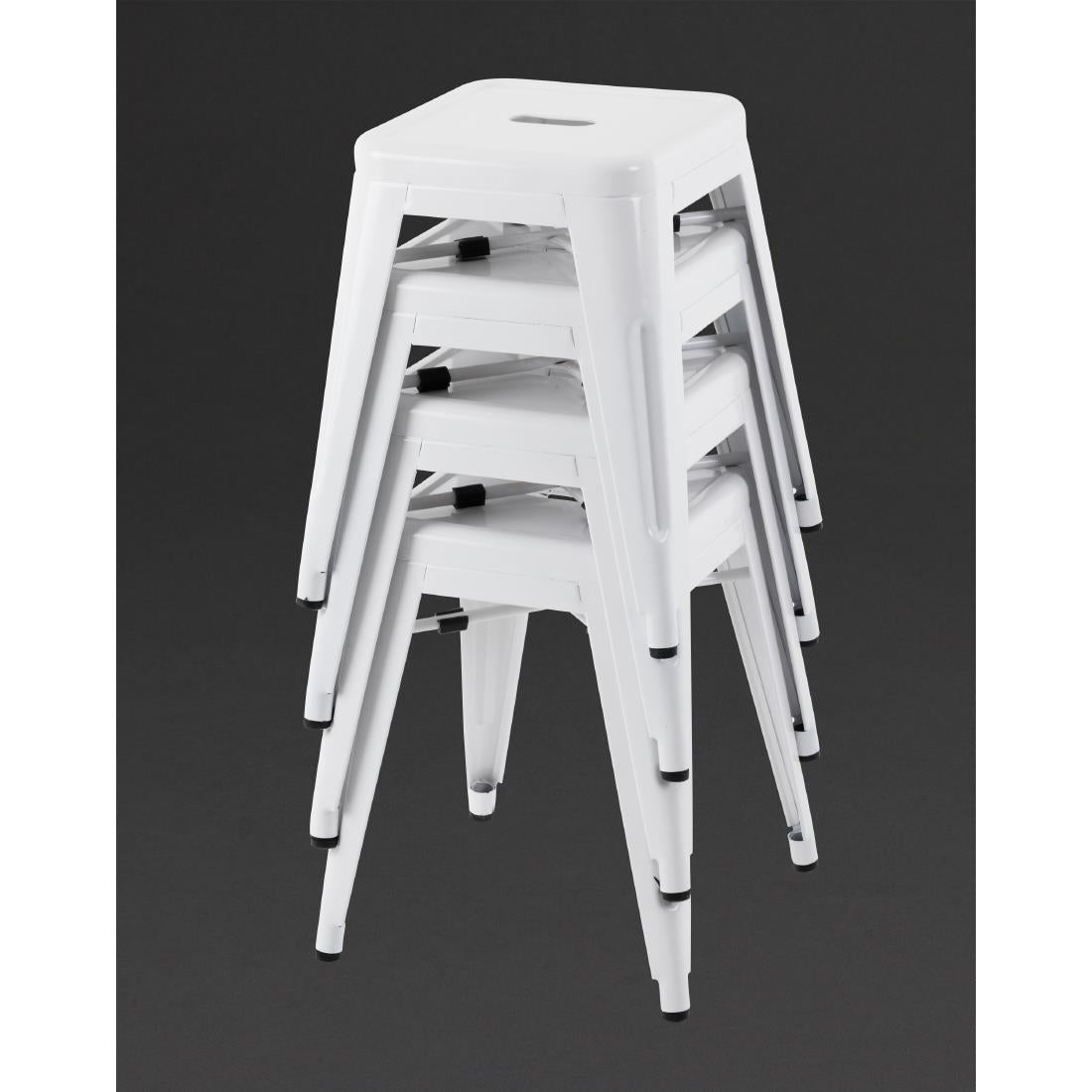 Bolero Bistro Steel Low Stools White (4 Pack)