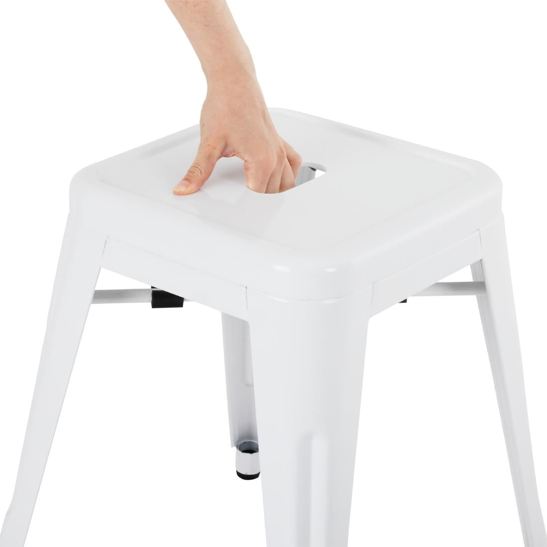Bolero Bistro Steel Low Stools White (4 Pack)