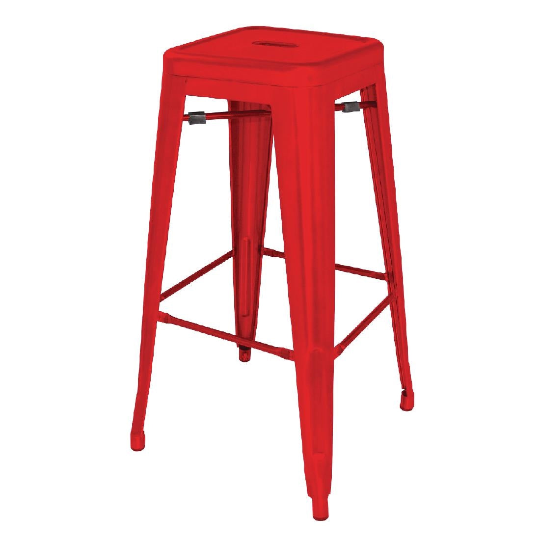 Bolero Bistro Steel High Stool Red (4 Pack)