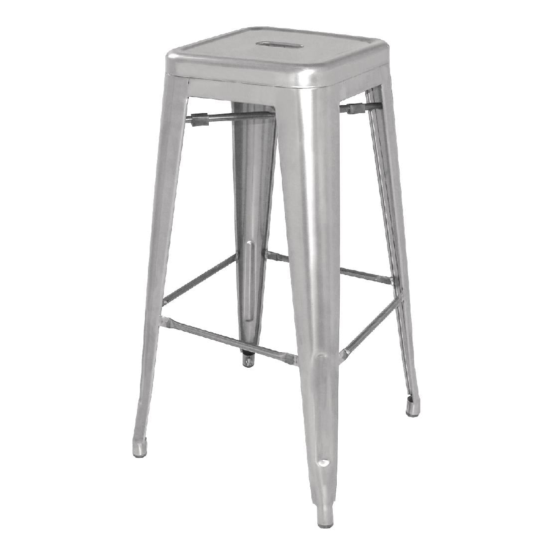 Bolero Bistro Galvanised Steel High Stool (4 Pack)