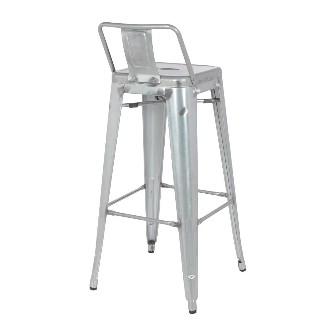 Bolero Bistro Galvanised Steel High Stool with Backrest (4 Pack)