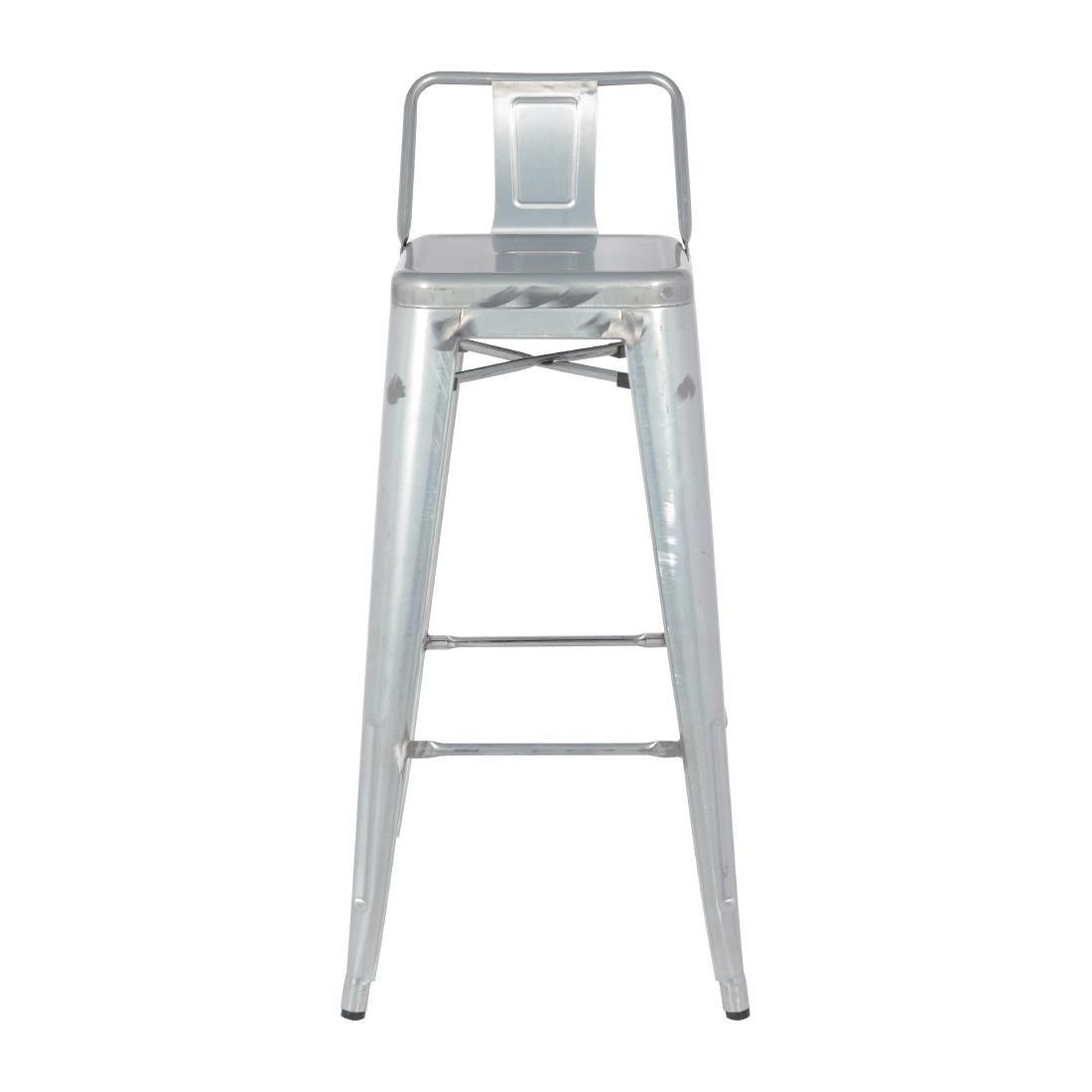 Bolero Bistro Galvanised Steel High Stool with Backrest (4 Pack)