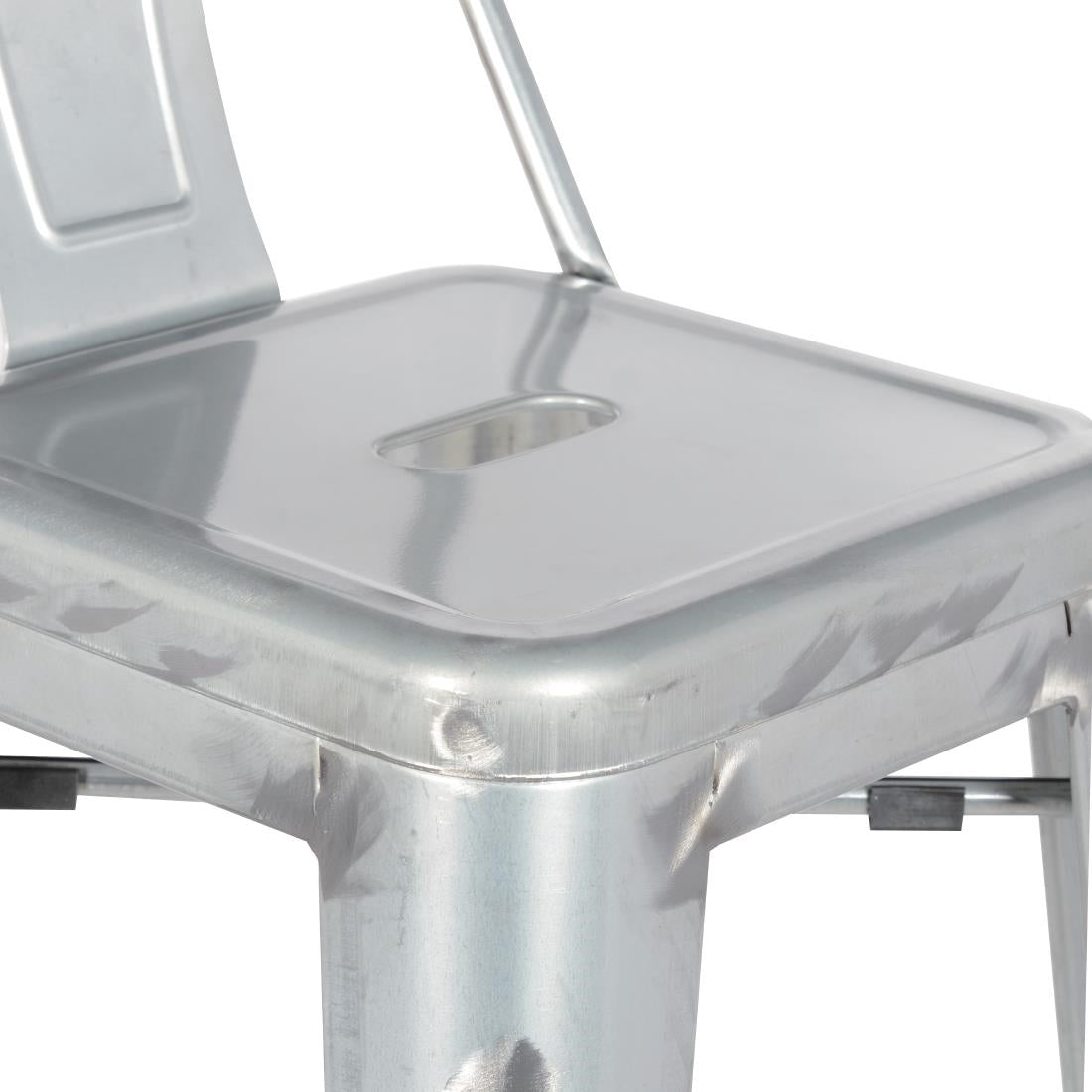 Bolero Bistro Galvanised Steel High Stool with Backrest (4 Pack)