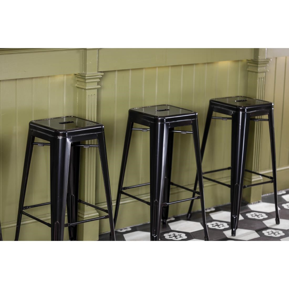 Bolero Bistro Steel High Stool Black (4 Pack)