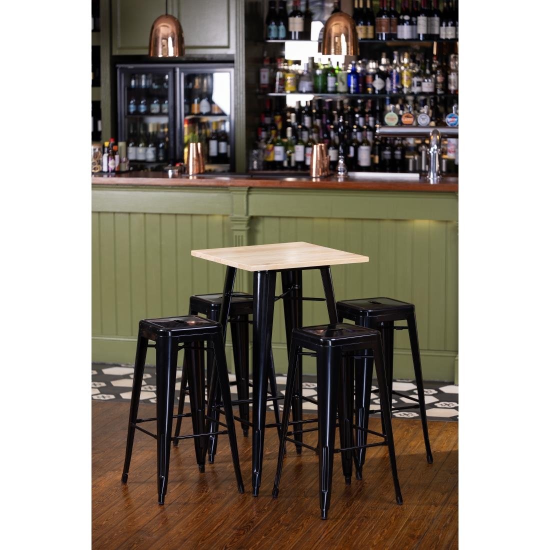 Bolero Bistro Steel High Stool Black (4 Pack)