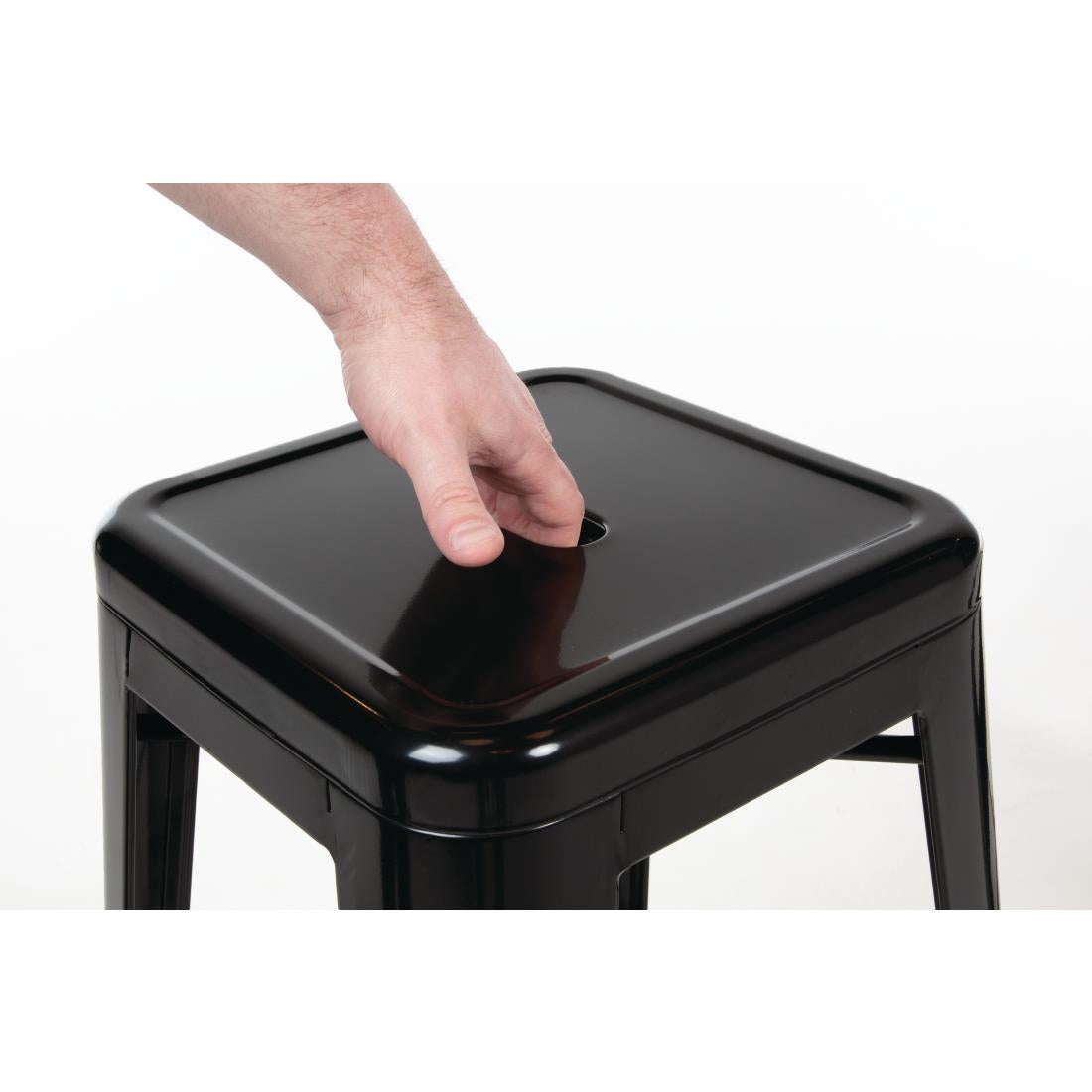 Bolero Bistro Steel High Stool Black (4 Pack)