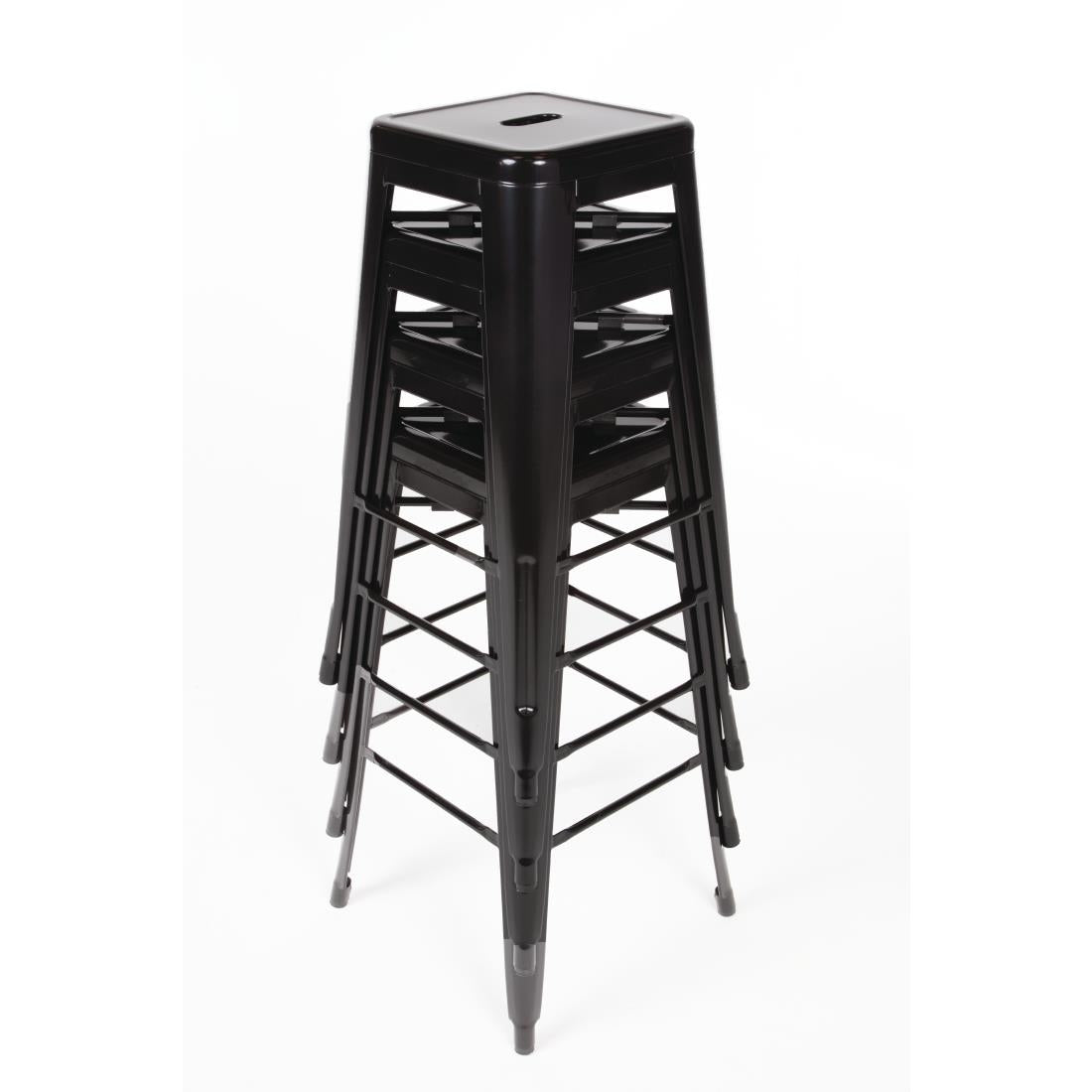 Bolero Bistro Steel High Stool Black (4 Pack)