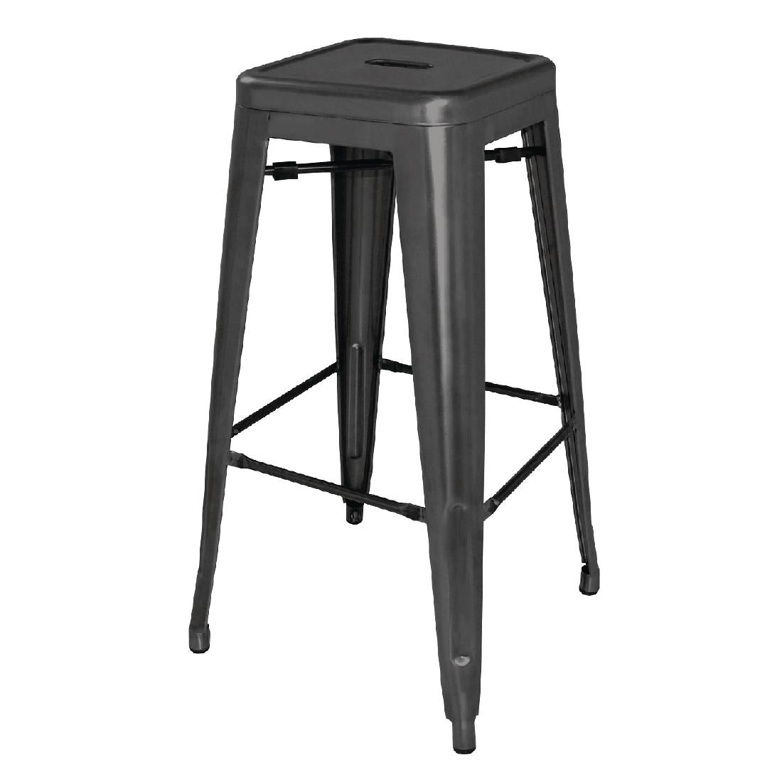 Bolero Bistro Steel High Stool Black (4 Pack)