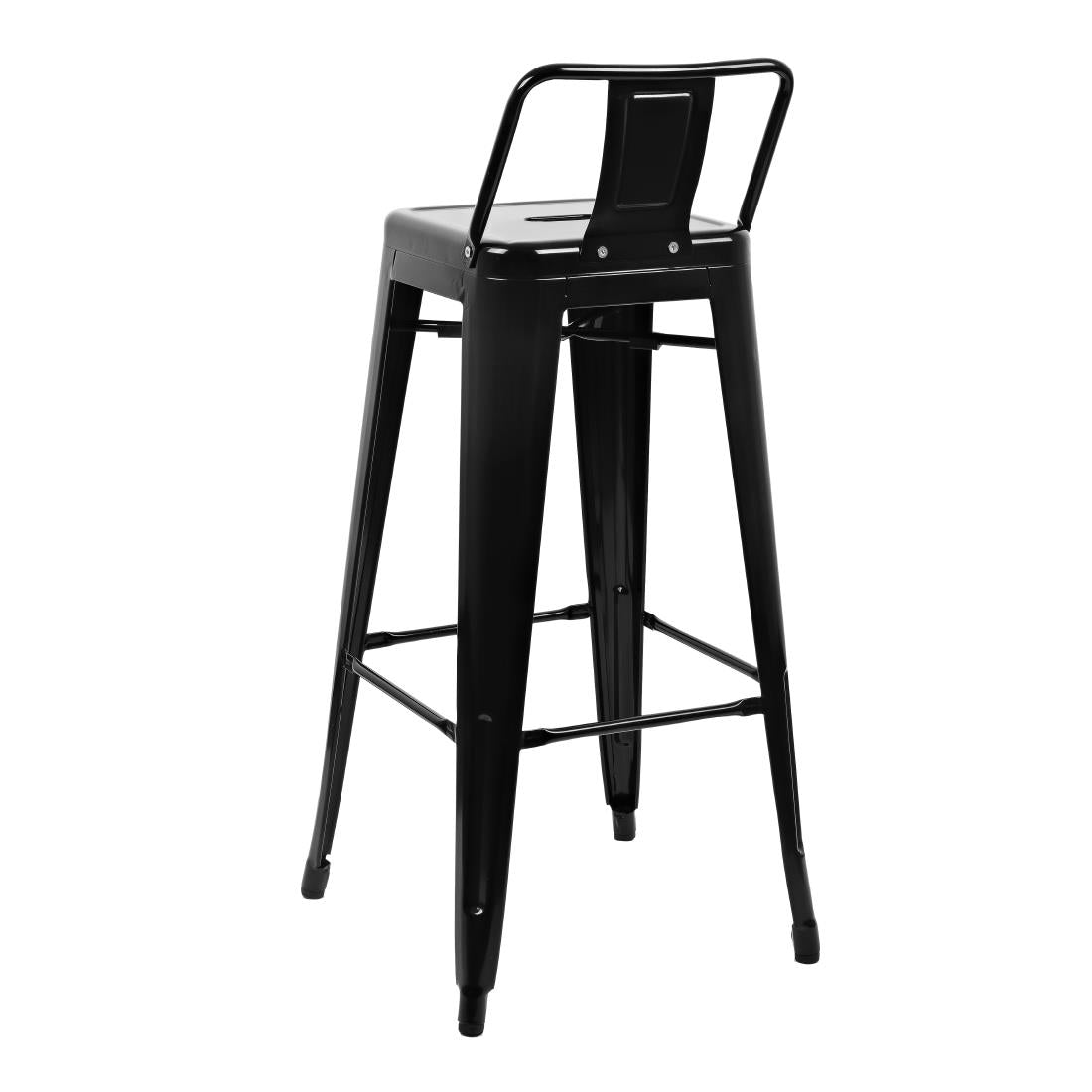 Bolero Bistro Steel High Stool with Backrest Black (4 Pack)