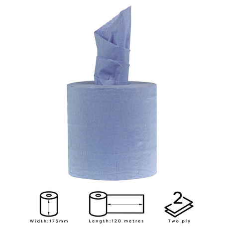 Jantex Centrefeed Blue Rolls 2-Ply 120m