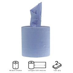 Jantex Centrefeed Blue Rolls 2-Ply 120m (6 Pack)