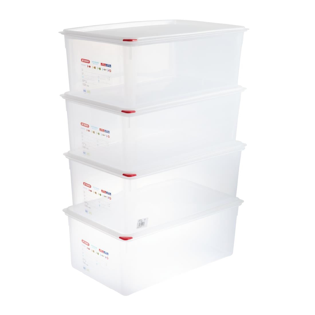 Araven Polypropylene 1/1 Gastronorm Food Storage Box 28Ltr (4 Pack)