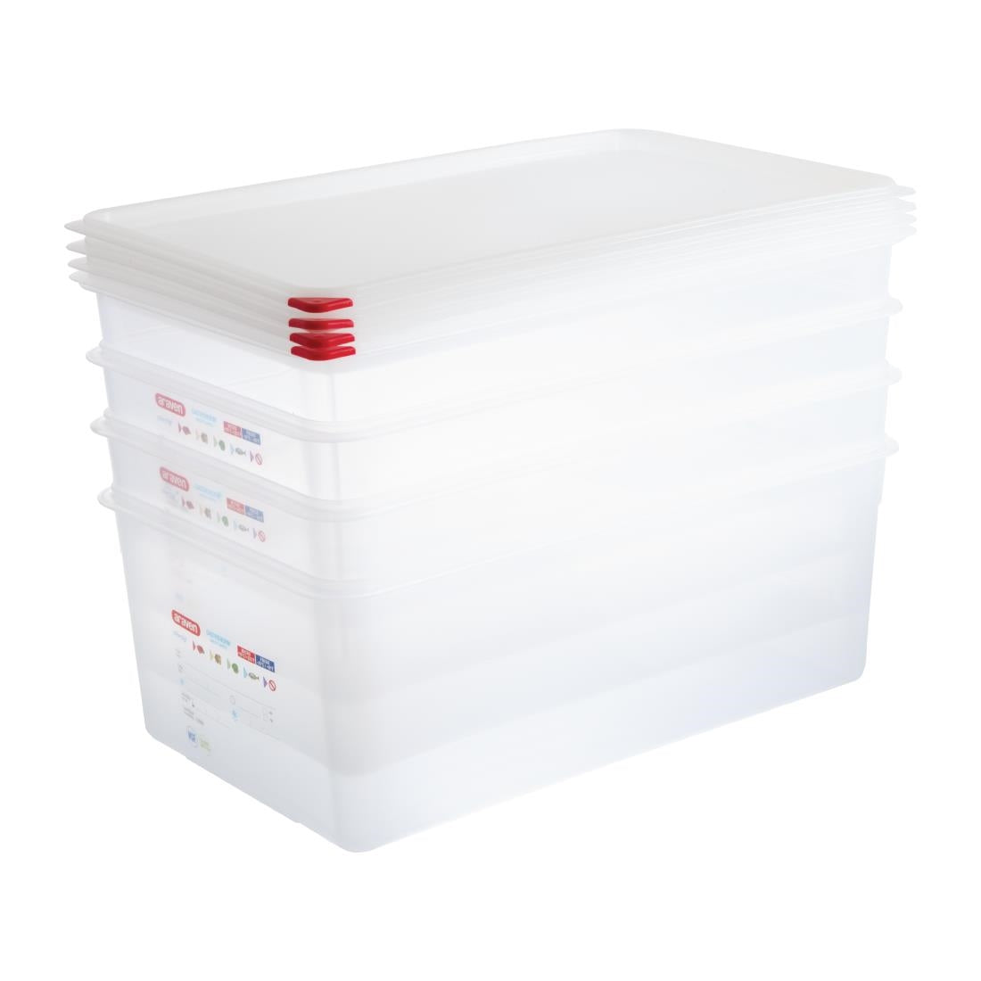 Araven Polypropylene 1/1 Gastronorm Food Storage Box 28Ltr (4 Pack)