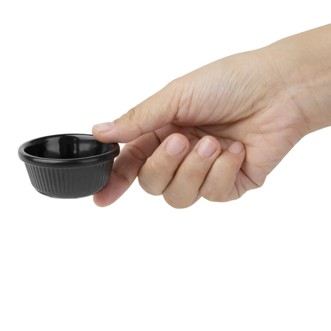 Olympia Kristallon Melamine Fluted Ramekins Black 57mm (12 Pack)