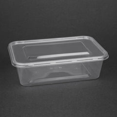 Fiesta Recyclable Plastic Microwavable Containers with Lid Medium 650ml (250 Pack)