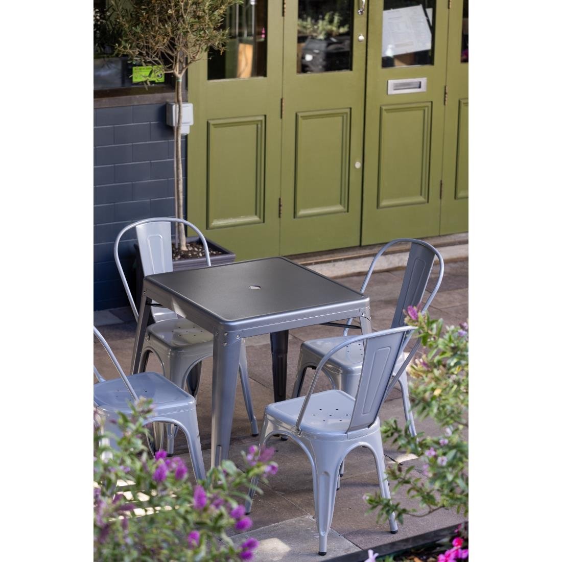 Bolero Bistro Square Steel Table Gun Metal 668mm
