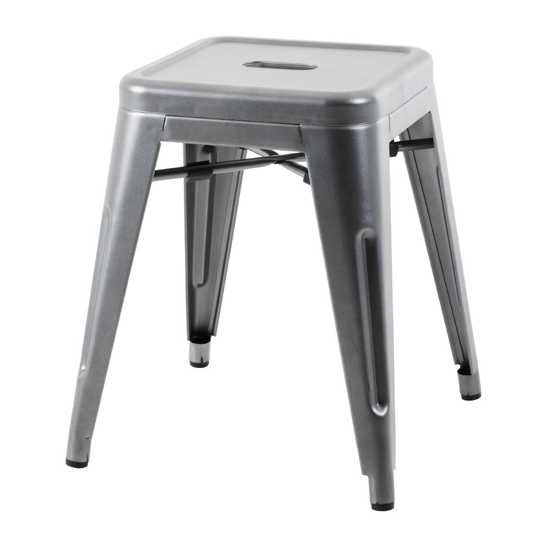 Bolero Bistro Steel Low Stools Gun Metal (4 Pack)