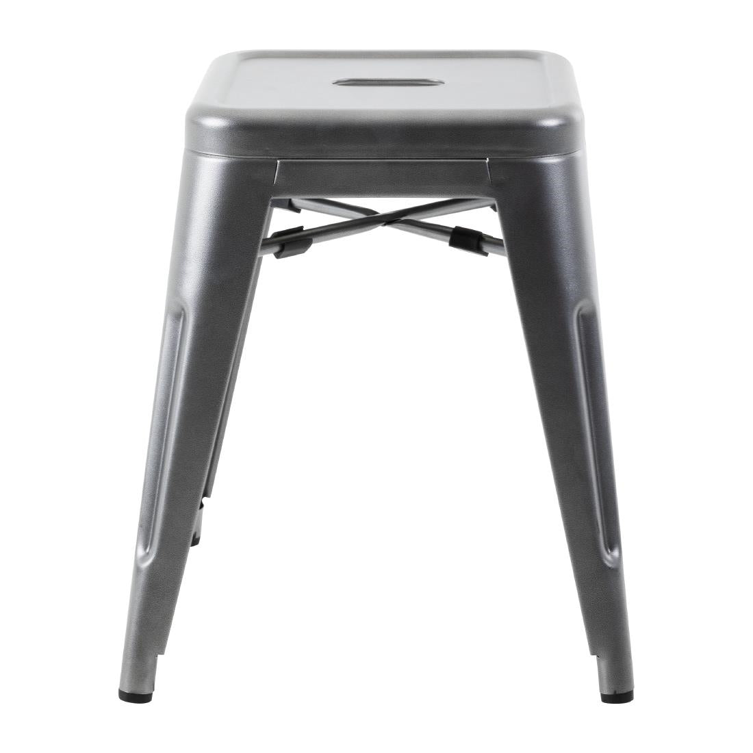 Bolero Bistro Steel Low Stools Gun Metal (4 Pack)
