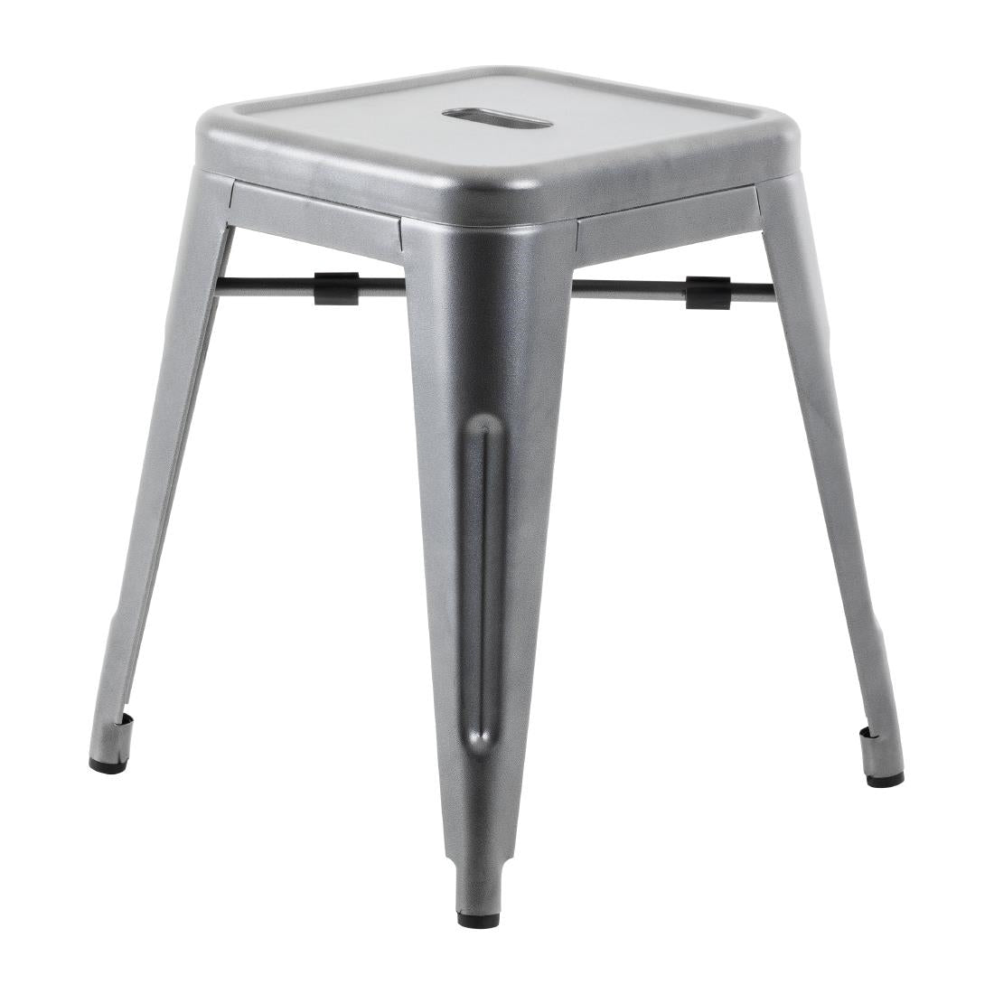 Bolero Bistro Steel Low Stools Gun Metal (4 Pack)