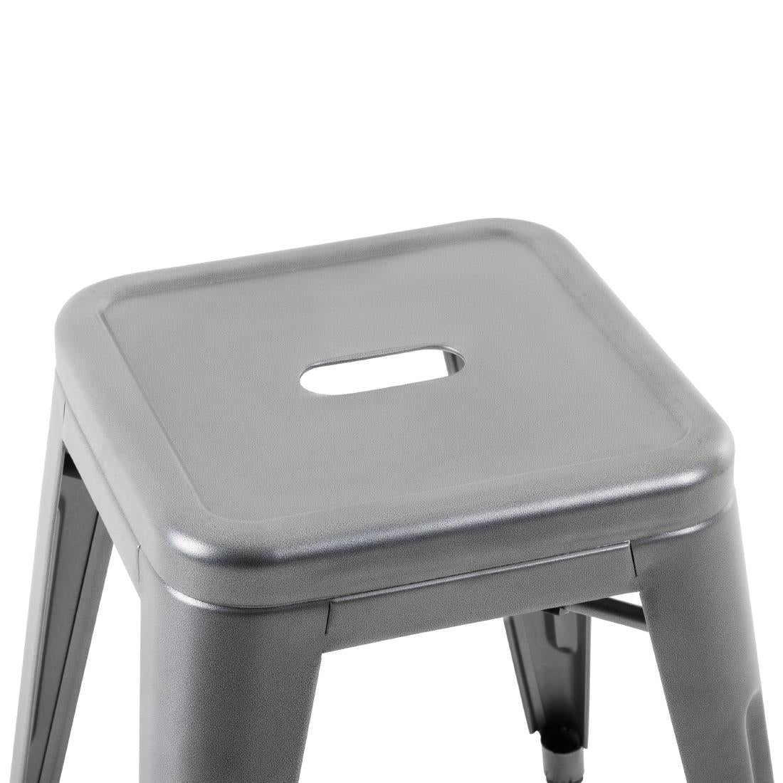 Bolero Bistro Steel Low Stools Gun Metal (4 Pack)
