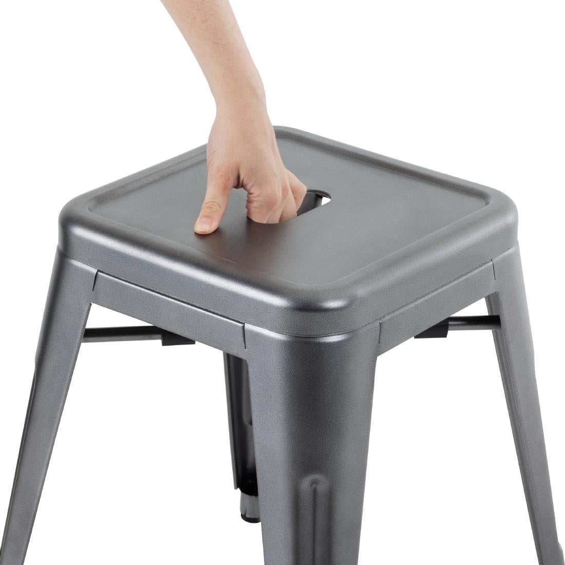 Bolero Bistro Steel Low Stools Gun Metal (4 Pack)