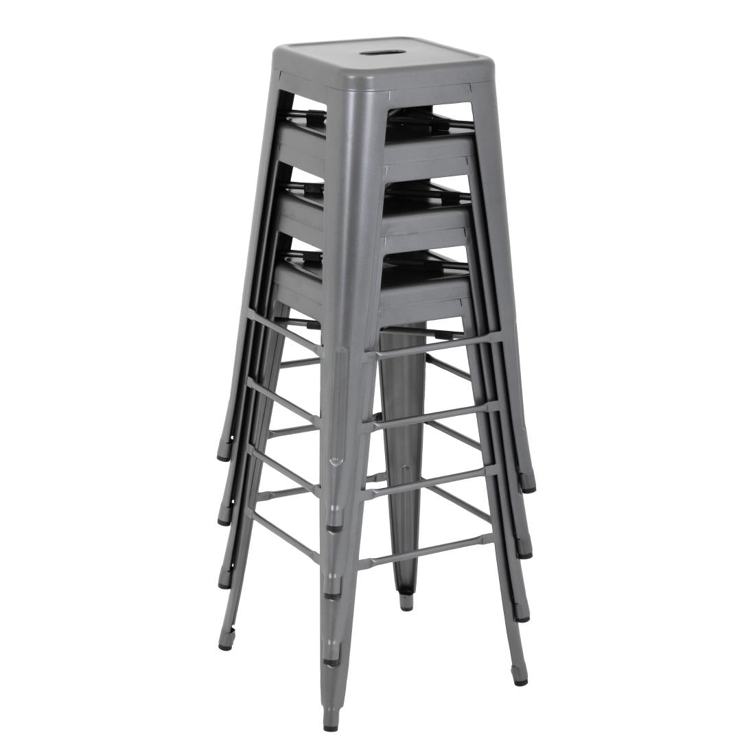 Bolero Bistro Steel High Stool Gun Metal (4 Pack)